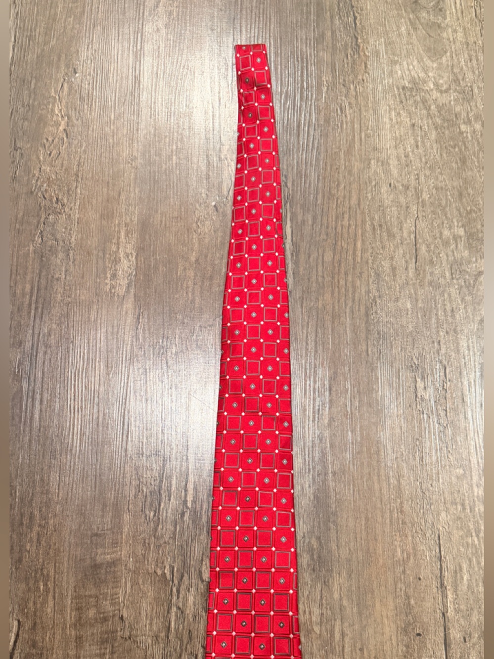 Men's Red Geometric Square Silk Tie